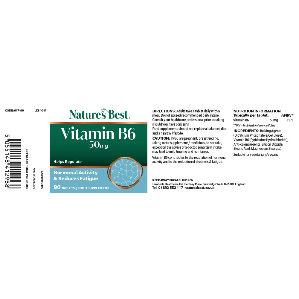 Nature's Best Vitamin B6 supplement packaging on a white background