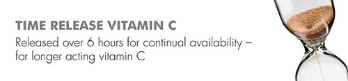 TIME RELEASE VITAMIN C: Released over 6 hours for continual availability - for longer acting vitamin C