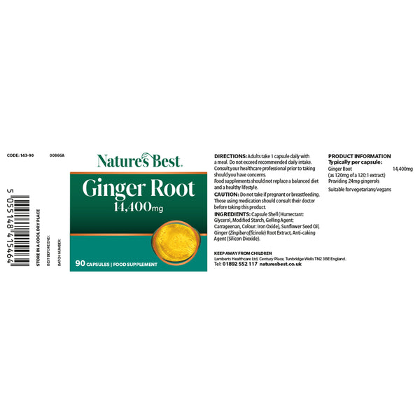 Nature's Best Ginger Root supplement packaging on a white background