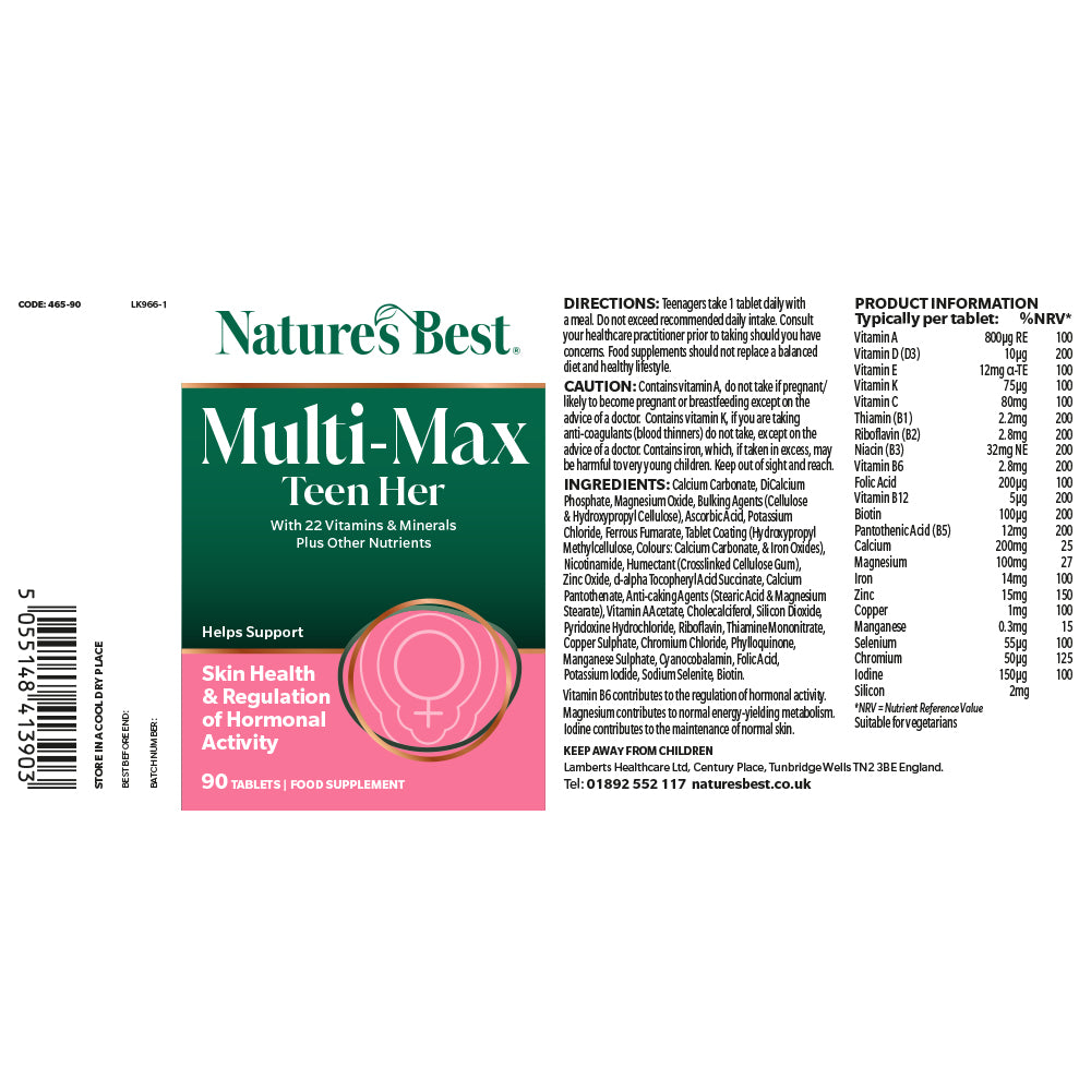 Nature's Best Multi-Max Teen Her supplement packaging on a white background