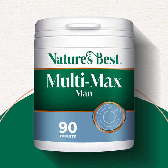 Nature's Best Multi-Max Man supplement container on a white background