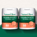 Two containers of Nature's Best Vitamin D3 & K2 on a white background