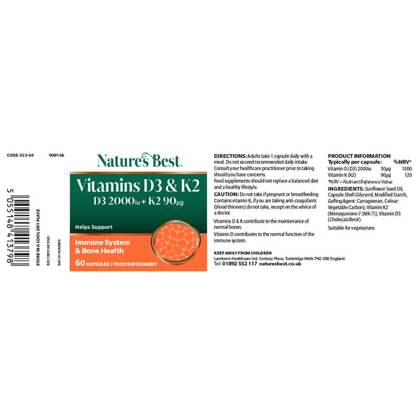 Nature's Best Vitamins D3 & K2 supplement packaging on a white background