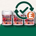 Three containers of Nature's Best Glucosamine Gold on a green background with a check mark and pound sign icon.