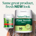 Nature's Best Plant Sterols supplement container with tree bark background