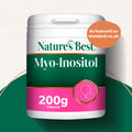 Nature's Best Myo-Inositol powder container on a green and white background