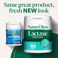 Nature's Best Lactase 9000 FCC supplement container on a white background