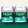 two product pots of lactase 9000 FCC on green background
