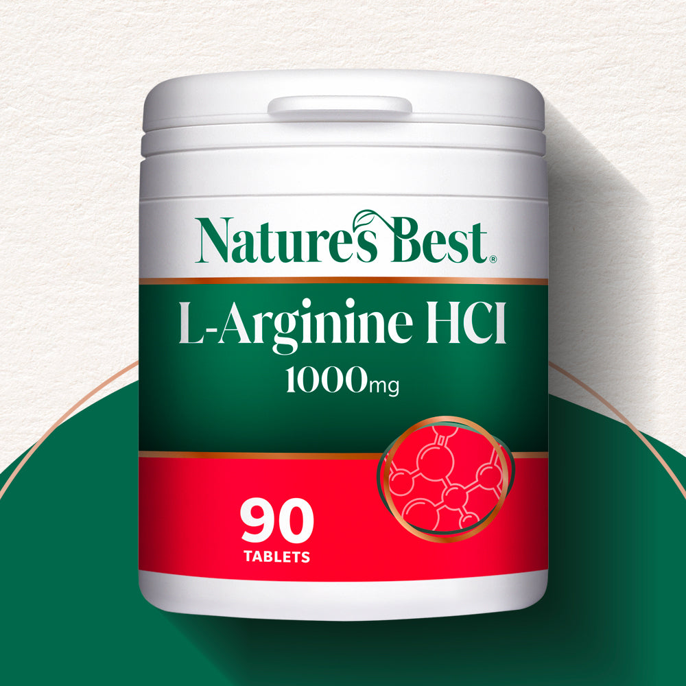 Nature's Best L-Arginine HCI 1000mg supplement container on a white background