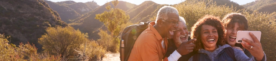 Group of people hiking to prevent osteoporosis