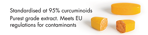 Standardised at 95% curcuminoids Purest grade extract. Meets EU regulations for contaminants