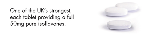 One of the UK's strongest, each tablet providing a full 50mg pure isoflavones.