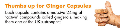 Each capsule contains a massive 24mg of 'active' compounds called gingerols, making them one of the UK's strongest