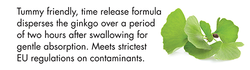 Tummy friendly, time release formula disperses the ginkgo over a period of two hours after swallowing for gentle absorption. Meets strictest EU regulations on contaminants.