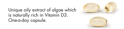 Unique oily extract of algae which is naturally rich in Vitamin D3. One-a-day capsule.