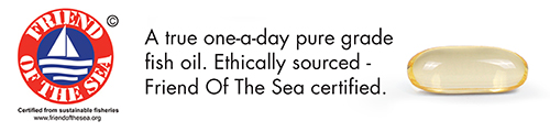 A true one-a-day pure grade fish oil. Ethically sourced. Friend Of The Sea certified.