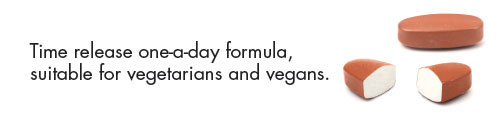 Time release one-a-day formula, suitable for vegetarians and vegans.