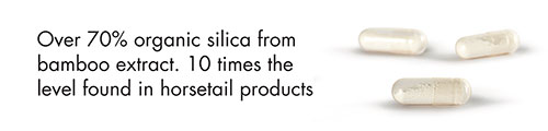Over 70% organic silica from bamboo extract. 10 times the level found in horsetail products