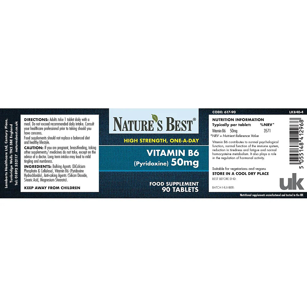 Vitamin B6 100mg | Vitamin B6 Tablets | Natures Aid - View #13