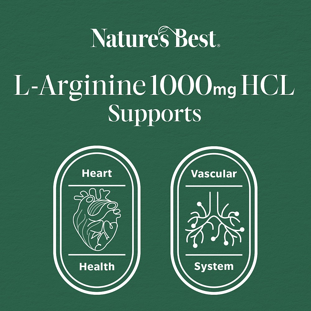 L-Arginine 1000mg HCI Tablets | Blood Flow Support | Nature's Best L-Arginine 1000mg HCI Tablets | Blood Flow Support | Nature's Best