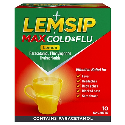 Lemsip Max Cold & Flu Lemon Sachets - 10