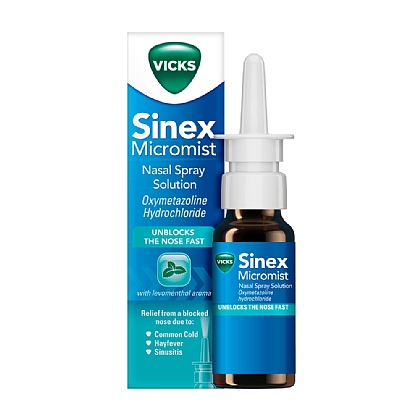Vicks Sinex Micromist Decongestant Nasal Spray for Blocked Nose 15ml