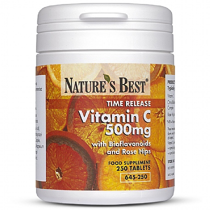 Vitamin C Time Release 500mg, With Rosehips and Bioflavonoids